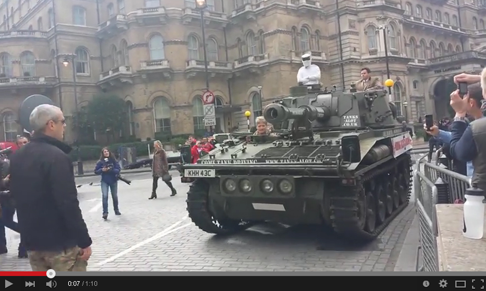 A Man Driving A Tank (Yes, Tank) in London Asked BBC To Reinstate Jeremy Clarkson